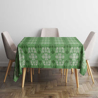 Green Hawaiian Quilt Tablecloth Hawaii Pineapple Monstera Palaka Motifs LT14 - Polynesian Pride