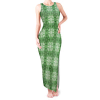 Green Hawaiian Quilt Tank Maxi Dress Hawaii Pineapple Monstera Palaka Motifs - Polynesian Pride