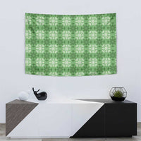 Green Hawaiian Quilt Tapestry Hawaii Pineapple Monstera Palaka Motifs - Polynesian Pride