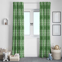 Green Hawaiian Quilt Window Curtain Hawaii Pineapple Monstera Palaka Motifs - Polynesian Pride