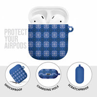 Royal Blue Hawaiian Quilt AirPods Case Hawaii Pineapple Monstera Palaka Motifs - Polynesian Pride