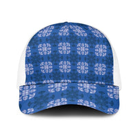 Royal Blue Hawaiian Quilt Baseball Net Cap Hawaii Pineapple Monstera Palaka Motifs LT14 One Size White Royal Blue - Polynesian Pride