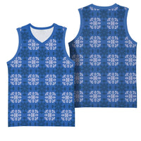 Royal Blue Hawaiian Quilt Basketball Jersey Hawaii Pineapple Monstera Palaka Motifs - Polynesian Pride