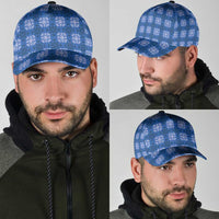 Royal Blue Hawaiian Quilt Classic Cap Hawaii Pineapple Monstera Palaka Motifs - Polynesian Pride