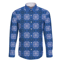 Royal Blue Hawaiian Quilt Family Matching Summer Maxi Dress and Hawaiian Shirt Hawaii Pineapple Monstera Palaka Motifs - Polynesian Pride