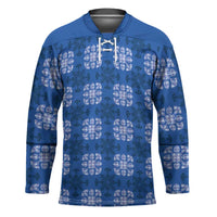 Royal Blue Hawaiian Quilt Hockey Jersey Hawaii Pineapple Monstera Palaka Motifs LT14 Unisex Royal Blue - Polynesian Pride
