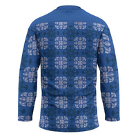 Royal Blue Hawaiian Quilt Hockey Jersey Hawaii Pineapple Monstera Palaka Motifs LT14 - Polynesian Pride