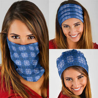 Royal Blue Hawaiian Quilt Neck Gaiter Hawaii Pineapple Monstera Palaka Motifs - Polynesian Pride