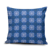 Royal Blue Hawaiian Quilt Pillow Cover Hawaii Pineapple Monstera Palaka Motifs - Polynesian Pride