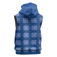Royal Blue Hawaiian Quilt Sleeveless Zip Hoodie Hawaii Pineapple Monstera Palaka Motifs LT14 - Polynesian Pride