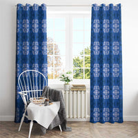 Royal Blue Hawaiian Quilt Window Curtain Hawaii Pineapple Monstera Palaka Motifs - Polynesian Pride