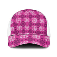 Pink Hawaiian Quilt Baseball Net Cap Hawaii Pineapple Monstera Palaka Motifs LT14 One Size White Pink - Polynesian Pride