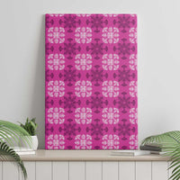 Pink Hawaiian Quilt Canvas Wall Art Hawaii Pineapple Monstera Palaka Motifs - Polynesian Pride