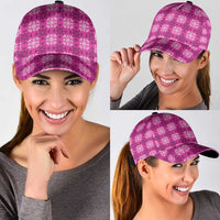 Pink Hawaiian Quilt Classic Cap Hawaii Pineapple Monstera Palaka Motifs LT14 - Polynesian Pride