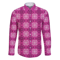 Pink Hawaiian Quilt Family Matching Puletasi and Hawaiian Shirt Hawaii Pineapple Monstera Palaka Motifs - Polynesian Pride