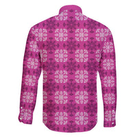 Pink Hawaiian Quilt Family Matching Summer Maxi Dress and Hawaiian Shirt Hawaii Pineapple Monstera Palaka Motifs - Polynesian Pride