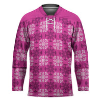 Pink Hawaiian Quilt Hockey Jersey Hawaii Pineapple Monstera Palaka Motifs LT14 Unisex Pink - Polynesian Pride