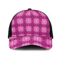 Pink Hawaiian Quilt Mesh Trucker Cap Hawaii Pineapple Monstera Palaka Motifs LT14 One Size Black Pink - Polynesian Pride