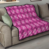 Pink Hawaiian Quilt Quilt Hawaii Pineapple Monstera Palaka Motifs - Polynesian Pride