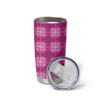 Pink Hawaiian Quilt Tumbler Cup Hawaii Pineapple Monstera Palaka Motifs - Polynesian Pride
