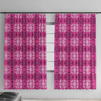 Pink Hawaiian Quilt Window Curtain Hawaii Pineapple Monstera Palaka Motifs - Polynesian Pride