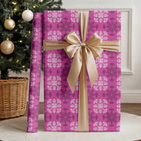 Pink Hawaiian Quilt Wrapping Paper Hawaii Pineapple Monstera Palaka Motifs - Polynesian Pride