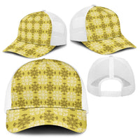 Yellow Hawaiian Quilt Baseball Net Cap Hawaii Pineapple Monstera Palaka Motifs LT14 - Polynesian Pride