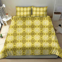 Yellow Hawaiian Quilt Bedding Set Hawaii Pineapple Monstera Palaka Motifs - Polynesian Pride