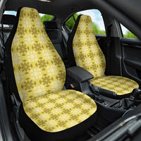 Yellow Hawaiian Quilt Car Seat Cover Hawaii Pineapple Monstera Palaka Motifs - Polynesian Pride