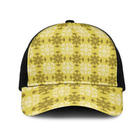 Yellow Hawaiian Quilt Mesh Trucker Cap Hawaii Pineapple Monstera Palaka Motifs LT14 One Size Black Yellow - Polynesian Pride