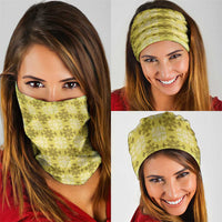 Yellow Hawaiian Quilt Neck Gaiter Hawaii Pineapple Monstera Palaka Motifs - Polynesian Pride