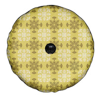 Yellow Hawaiian Quilt Spare Tire Cover Hawaii Pineapple Monstera Palaka Motifs - Polynesian Pride