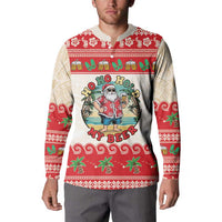 Mele Kalikimaka Hawaii Button Sweatshirt Funny Beer-Loving Santa Hawaiian Tropical LT14 - Polynesian Pride