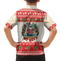 Mele Kalikimaka Hawaii Family Matching Off The Shoulder Long Sleeve Dress and Hawaiian Shirt Funny Beer-Loving Santa Hawaiian Tropical - Polynesian Pride