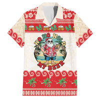 Mele Kalikimaka Hawaii Family Matching Off The Shoulder Long Sleeve Dress and Hawaiian Shirt Funny Beer-Loving Santa Hawaiian Tropical - Polynesian Pride