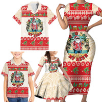 Mele Kalikimaka Hawaii Family Matching Short Sleeve Bodycon Dress and Hawaiian Shirt Funny Beer-Loving Santa Hawaiian Tropical - Polynesian Pride