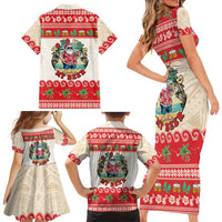 Mele Kalikimaka Hawaii Family Matching Short Sleeve Bodycon Dress and Hawaiian Shirt Funny Beer-Loving Santa Hawaiian Tropical - Polynesian Pride