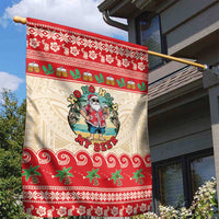 Mele Kalikimaka Hawaii Garden Flag Funny Beer-Loving Santa Hawaiian Tropical - Polynesian Pride