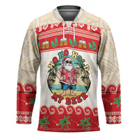 Mele Kalikimaka Hawaii Hockey Jersey Funny Beer-Loving Santa Hawaiian Tropical LT14 Unisex Red - Polynesian Pride