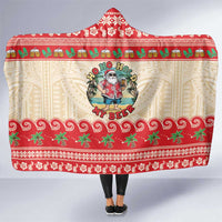 Mele Kalikimaka Hawaii Hooded Blanket Funny Beer-Loving Santa Hawaiian Tropical LT14 One Size Red - Polynesian Pride