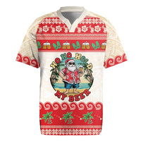 Mele Kalikimaka Hawaii Rugby Jersey Funny Beer-Loving Santa Hawaiian Tropical LT14 Red - Polynesian Pride