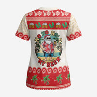 Mele Kalikimaka Hawaii Scrub Top Funny Beer-Loving Santa Hawaiian Tropical LT14 - Polynesian Pride