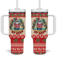 Mele Kalikimaka Hawaii Tumbler With Handle Funny Beer-Loving Santa Hawaiian Tropical - Polynesian Pride