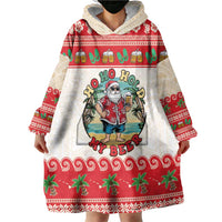 Mele Kalikimaka Hawaii Wearable Blanket Hoodie Funny Beer-Loving Santa Hawaiian Tropical - Polynesian Pride