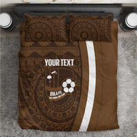 Bula Fiji Football Custom Bedding Set One Vanua One Team Tapa Pattern LT14 Brown - Polynesian Pride