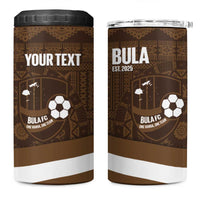 Bula Fiji Football Custom 4 in 1 Can Cooler Tumbler One Vanua One Team Tapa Pattern LT14 One Size: 16 oz Brown - Polynesian Pride