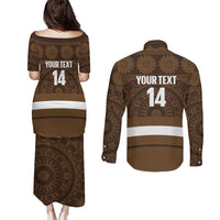 Bula Fiji Football Custom Couples Matching Puletasi and Long Sleeve Button Shirt One Vanua One Team Tapa Pattern LT14 - Polynesian Pride