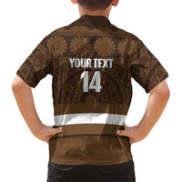 Bula Fiji Football Custom Family Matching Off Shoulder Short Dress and Hawaiian Shirt One Vanua One Team Tapa Pattern
