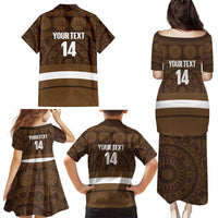 Bula Fiji Football Custom Family Matching Puletasi and Hawaiian Shirt One Vanua One Team Tapa Pattern