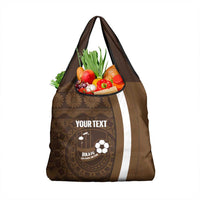 Bula Fiji Football Custom Grocery Bag One Vanua One Team Tapa Pattern LT14 1-pack One Size Brown - Polynesian Pride